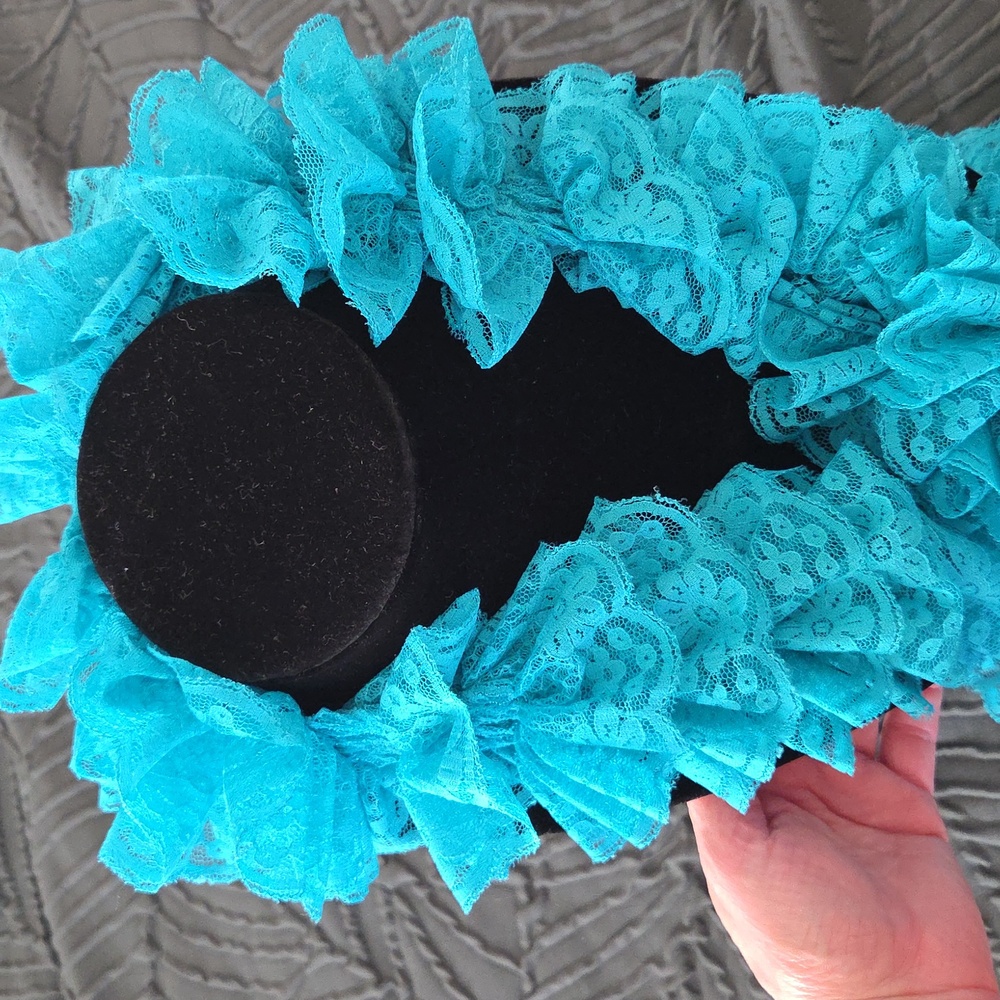 Handmade Crochet Ruffled Teal Lace Scarf